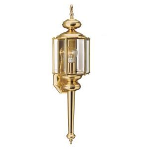 Sea Gull Lighting Classico Wall Mount 1 Light Outdoor Polished Brass Fixture 8510 02