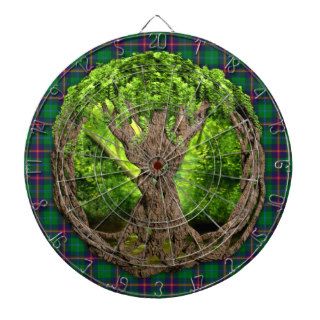 Celtic Tree Of Life Clan Young Tartan Dartboard With Darts