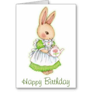 Tea Bunny   Cute Rabbit Birthday Card