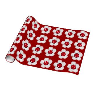 Red Red Red Polka Dot Daisy Gift Wrapping Paper
