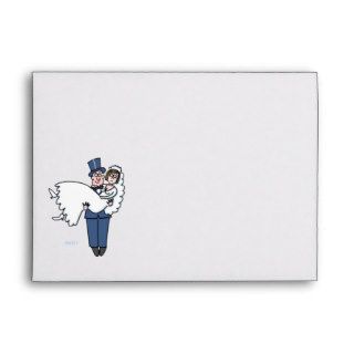 Cute Cartoon Bride and Groom Wedding Envelope