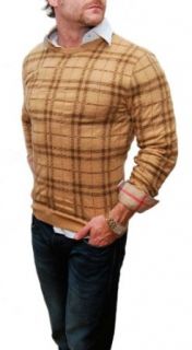 Polo Ralph Lauren Purple Label Mens Sweater Plaid Khaki Brown Italy Cashmere at  Men’s Clothing store Pullover Sweaters