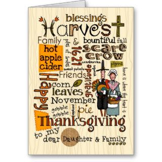 Thanksgiving Wordcloud   Daughter & her Family Card