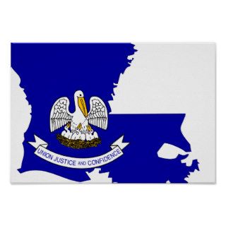 Louisiana Flag Map Print