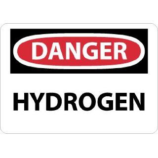 NMC D447AB OSHA Sign, Legend "DANGER   HYDROGEN", 14" Length x 10" Height, 0.040 Aluminum, Black/Red on White Industrial Warning Signs