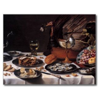 Still Life with Turkey Pie   Pieter Claesz Post Card
