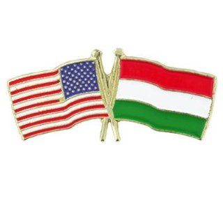 USA and Hungary Crossed Friendship Flag Lapel Pin Jewelry