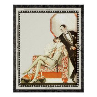 Decadent 1920s Art Deco Avant Garde Couple Posters