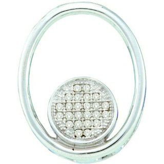 0.07 Carat (ctw) 10k White Gold Round White Diamond Ladies Micro Pave Circle Pendant Jewelry