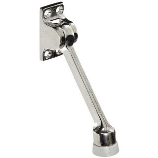 Rockwood 461L.26 Brass Kick Down Door Stop, #8 X 3/4" OH SMS Fastener, 4 5/8" Projection, 2 1/4" Base Width x 1 1/4" Base Length, Polished Chrome Plated Finish