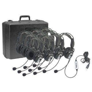 10 Pack USB 2.0 Stereo Headsets with Boom Mike Electronics