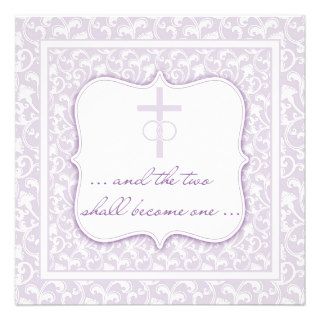 Two Shall Become One Christian Wedding Lavender Invitation