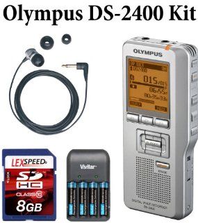 Olympus DS 2400 Digital Recorder Kit + 8GB + Olympus TP 8 Telephone Recording Device + Rapid AA/AAA Battery Charger AC/DC Electronics