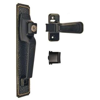 Ideal Storm and Screen Door Push Button Handle and Latch Set Including Optional Key Lock in Black LSALPHBL