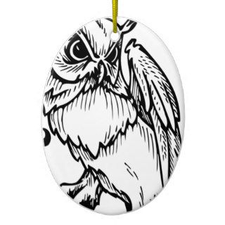 Black and white owl design christmas ornaments
