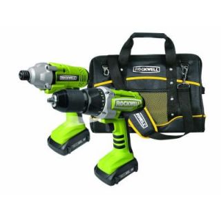 18 Volt Lithium Ion Tech Drill/Impact Driver Combo Kit with Slim Battery Pair (2 Tool) RK1801K2
