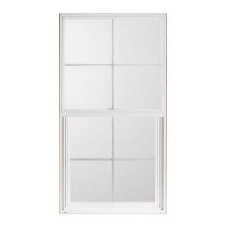 JELD WEN V 2500 Series Single Hung Vinyl Windows, 24 in. x 36 in., White, with LowE Obscure Glass and Grille 2Z1362