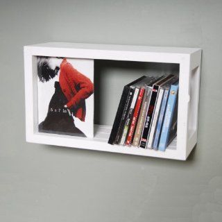 Welland 5"D x 8"H x 13"W Sliding Photo Frame White Cube Box for 5" x 7" Pictures Floating Wall Shelves   Single Frames