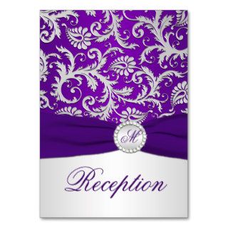 Royal Purple and Silver Damask Enclosure Card Business Card Template