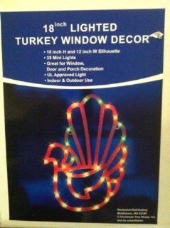 18" Lighted Turkey Window Decoration for Indoor and Outdoor Use   Rope Lights