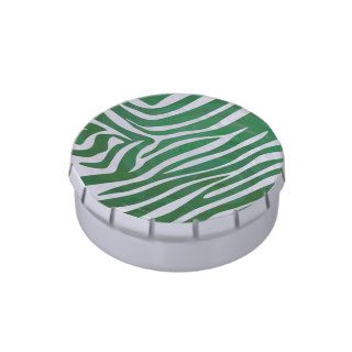 Zebra Green and White Print Jelly Belly Candy Tins