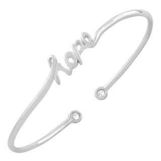 Fremada Rhodium plated Sterling Silver Cubic Zirconia Hope Cuff Bracelet Fremada Cubic Zirconia Bracelets