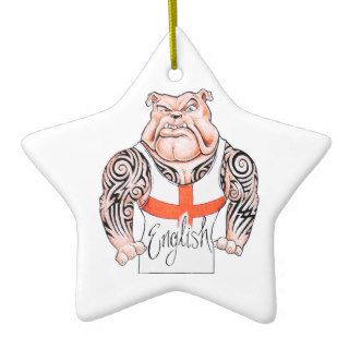 English Bulldog with Tribal Tattoo on Arms Ornaments
