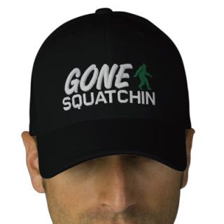 Gone Squatchin   black white and green Embroidered Hat