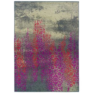 Kaleidoscope Grey and Pink Area Rug (4' X 5'9) Oriental Weavers 3x5   4x6 Rugs