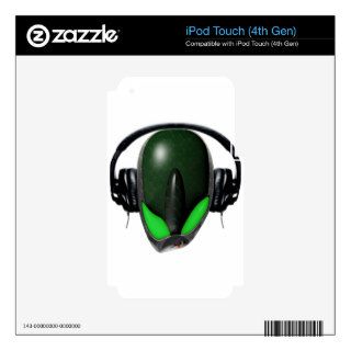 Reptile Alien {Angry} Pissed Off DJ in Headphones iPod Touch 4G Decal