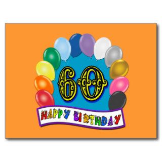 60th Happy Birthday Balloons Merchandise Postcards