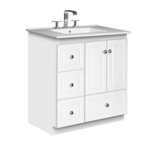 Simplicity by Strasser 31 in. W x 22 in. D x 35 in. H Vanity Cabinet with Left Hand Drawers in Ultraline Door in White with Vanity Top in White 01.950.2