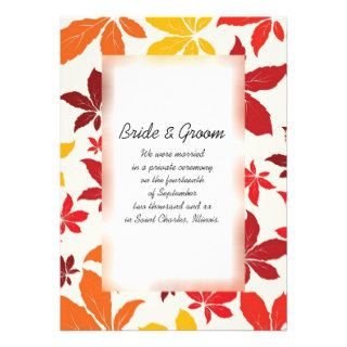 Bright Fall Leaves Marriage / Elopement Custom Announcement