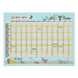 Academic Year 2013   2014 Wall Planner UK Calendar Print