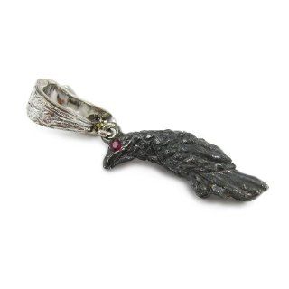 Raven with Ruby Eyes Pendant Jewelry