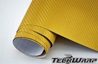 TeckWrap Gold 3D Carbon Fiber Wrap Air Drain Bubble Free 98 by 5 feet that is 490 Square Feet Roll Automotive