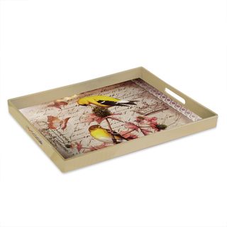 Accents by Jay Notions Gold Finch Rectangle with Handle Tray Accents by Jay Serving Platters/Trays