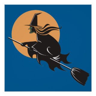 Witch Flying Halloween poster