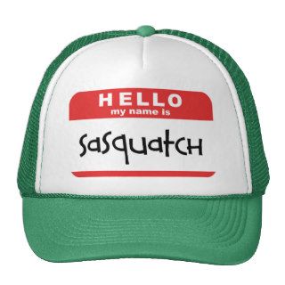 sasquatch name badge trucker hat big foot bobo