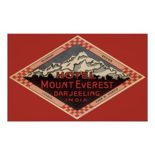 Vintage Travel, Mount Everest, Darjeeling India Posters