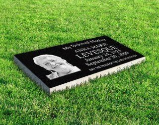Med. Black Granite Cemetery Marker (20" x 10" x 4") Design 2   Home And Garden Products