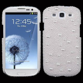 Hard Plastic Snap on Cover Fits Samsung i747 L710 T999 i535 R530 i9300 Galaxy S III White Pearl Diamond Back AT&T Cell Phones & Accessories