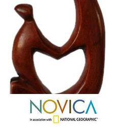 Handcrafted Ebony Wood 'Hold Fast Shadow' Sculpture (Ghana) Novica Statues & Sculptures