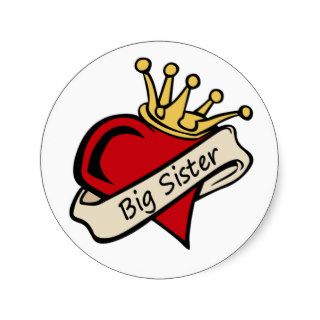 Big Sister Heart Tattoo Round Stickers