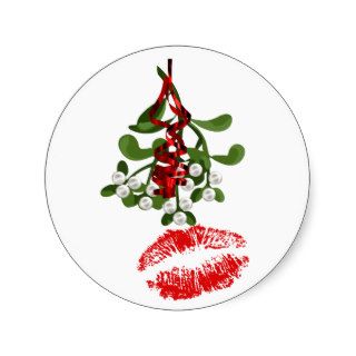 Mistletoe & Red Lipstick Kiss Sticker