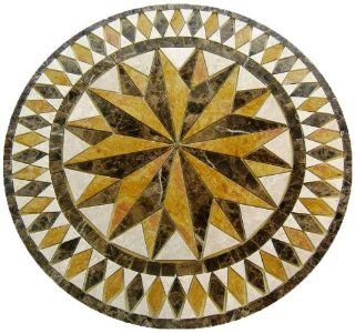 Tile Floor medallion Marble Mosaic Gold Multi Star Design 36"    