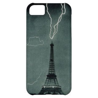Black and White Lightning Strike Eiffel Tower Case Cover For iPhone 5C