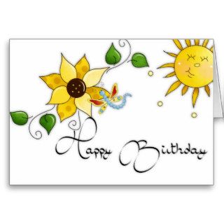 Sunflower Dragonfly Happy Birthday Card
