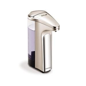 simplehuman 13 fl. oz. Sensor Pump for Soap Lotion or Sanitizer in Brushed Nickel Includes Free 7 oz. Soap Pouch ST1015