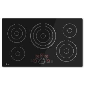 LG Electronics 36 in. Smooth Surface Electric Cooktop in Black with 5 Elements LCE3610SB